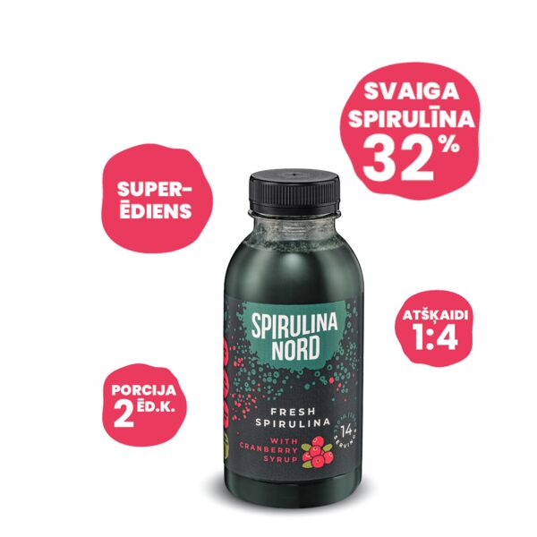 Svaiga spirulīna ar dzērveņu sīrupu 330 ml / 14 dienām